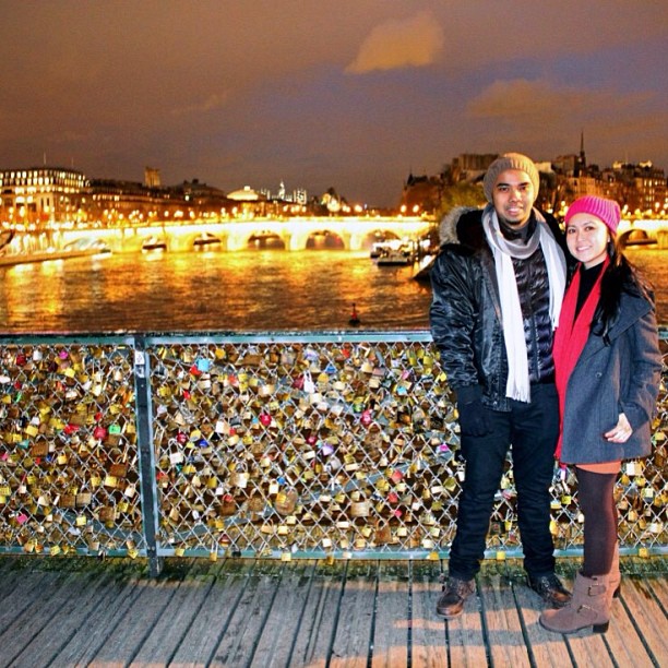 Thank you @iskmvrk for the awesome shot! #paris #france #bridge #love #locks #scenic #sunset #riverseine #seine #lights #reflection #honeymoon #couple #marriage #bliss