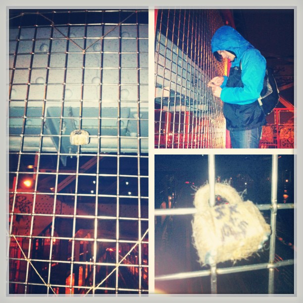 Our love is locked and the keys are at sea. #lovelock #nyc #williamsburgbridge #adventures #ninjamissions @areyou_keating_me