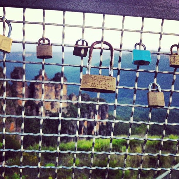 Love locks at the three sisters... So beautiful #lovelocks