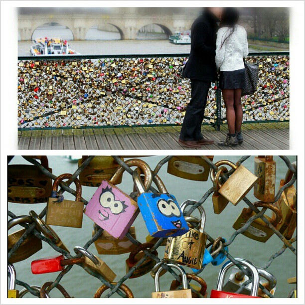 I've always heard of the romantic bridge Pont des Arts in Paris where couples write their initials on a padlock, lock it onto the bridge and throw away the keys into Siene river. #BucketList #LoveLocks