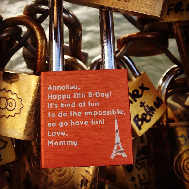 I was able to make our trip to #Paris and my daughter's (@sillyagdoll) birthday that much better thanks to the handy work of @makelovelocks #makelovelocks. #pontdesarts