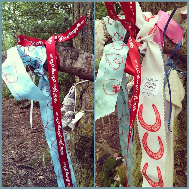 #proposal 2011 & one year later still there 2012 ❤ #doonhill #fairytrail #aberfoyle #ribbon #wishtree #clootiewell