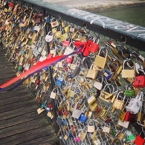 #pontdesarts #paris #lovelock #ribbon #knot our wedding ribbon left there 5 months ago :) ❤