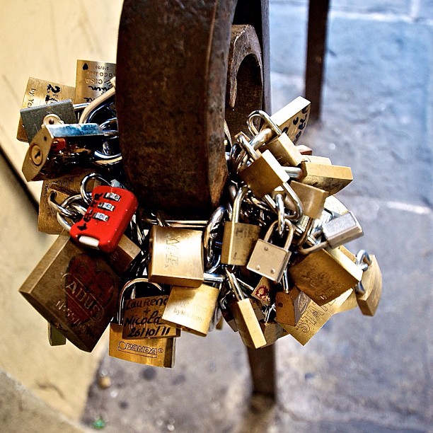 Love padlocks at ponte vecchio