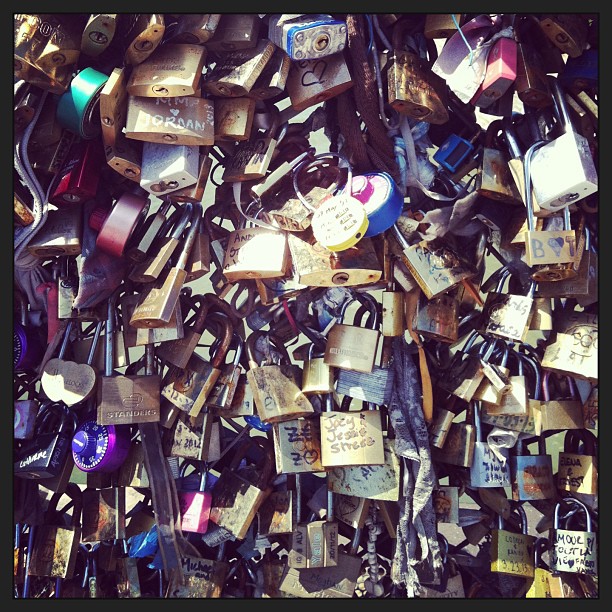 Love locks on the Pont de l'Archevêché