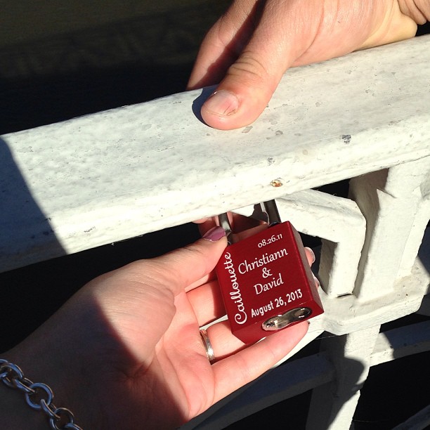 Putting on our #lovelock #makelovelocks #lovethis #hamburg #anniversary