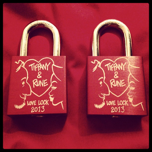 Our love locks just arrived in the mail TODAY! Just in time for Europe.❤❤ We had these custom made by Makelovelocks.com -Great company with some wonderful people!☺ The design is by Rune Bennicke
</p>
<span class=