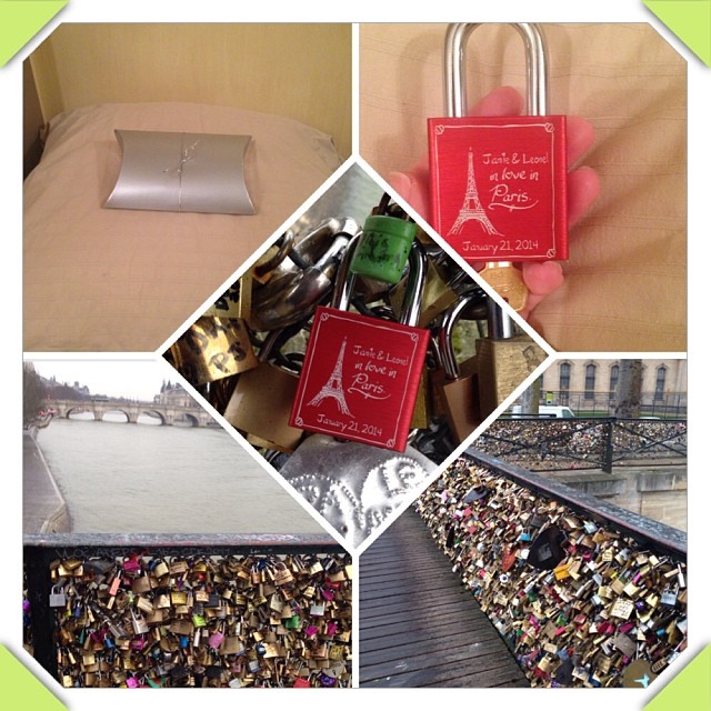 Leo surprised me with a personalized lock to put on the Ponts des Arts! #makelovelocks #Paris