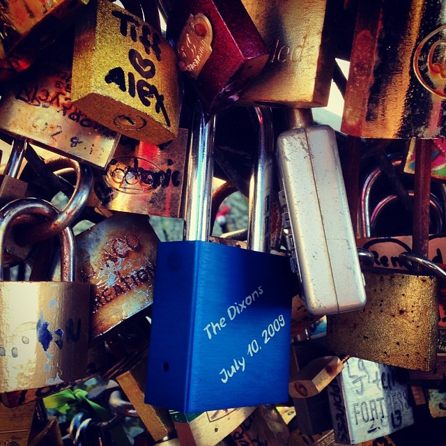 Put our #MakeLoveLocks lock on the Pont de l'Archeveche. #Paris