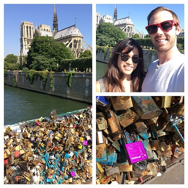 Locked our love at the Lock Bridge! ❤️ #paris #ilovehim #toocheesy #makelovelocks @pghpeglow 