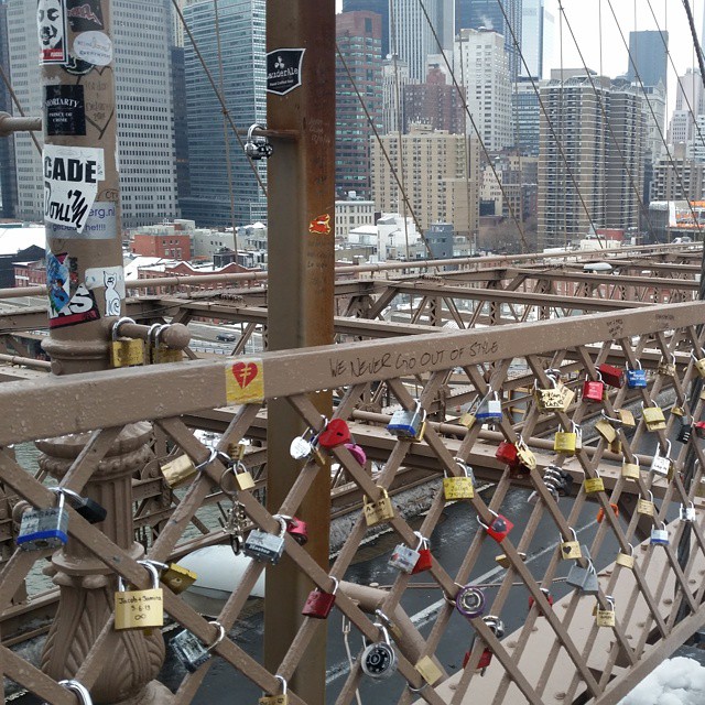 Love locks on the Brooklyn Bridge. A tradition started in