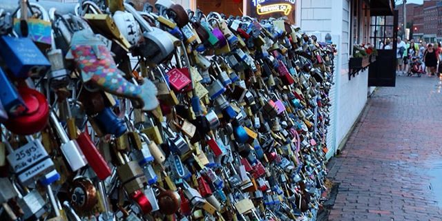 Love-locks-in-downtown-Portland-lovelocks-lovelocksportland-loveislove-throwawaythekey-portlandmaine